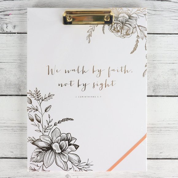 Clipboard Padfolio with Pocket  "We walk by faith, not by sight" NEW!` - Picture 1 of 5
